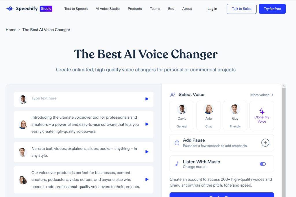 speechify The Best AI Voice Changer